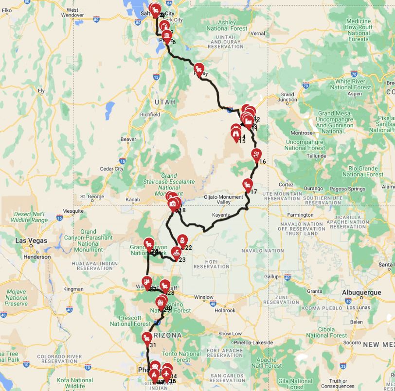 Motorhome road trip from Salt Lake City to Phoenix